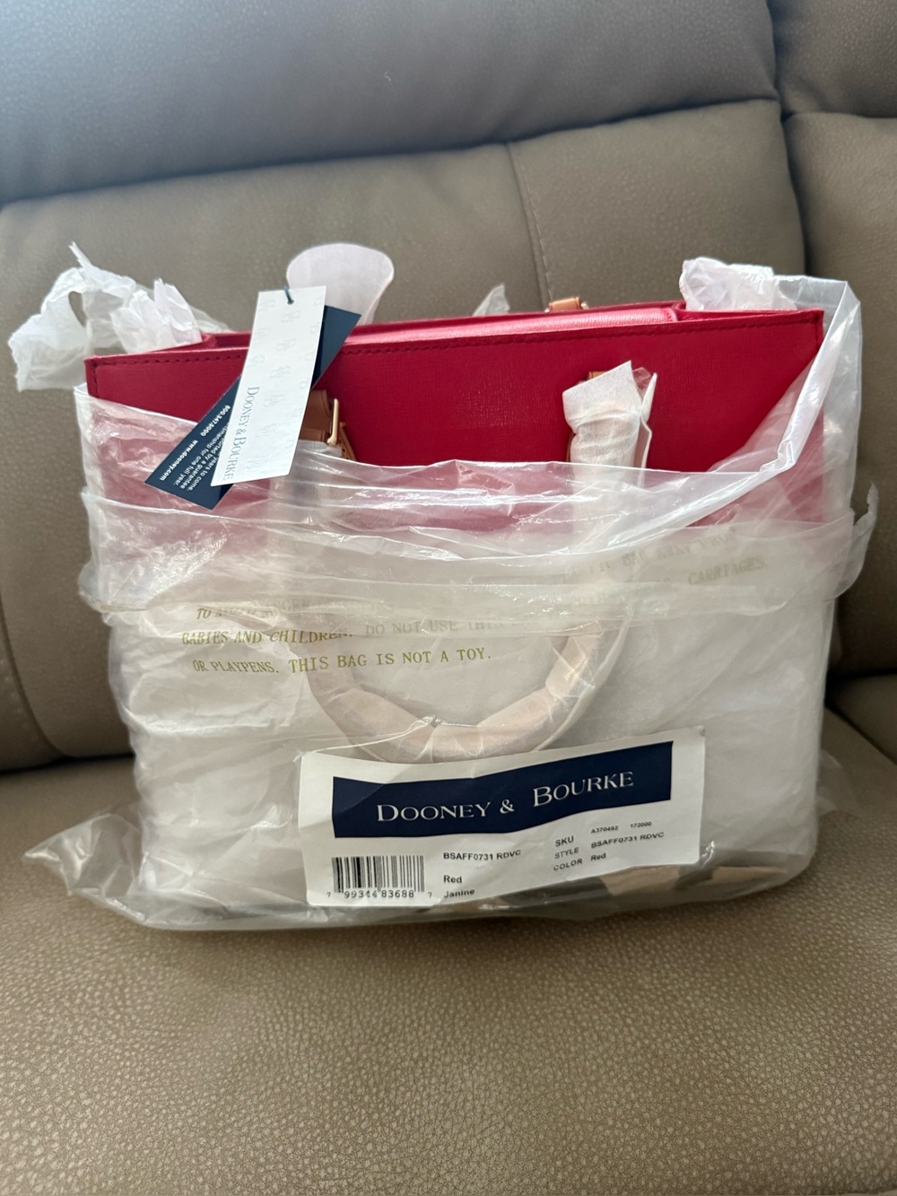 New With tags Dooney & Bourke Red Women's Tote Bag
